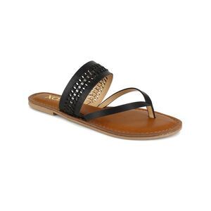 XOXO Womens Black Microfiber Weave Robby Toe Slip On Thong Sandals Shoes 6.5 M